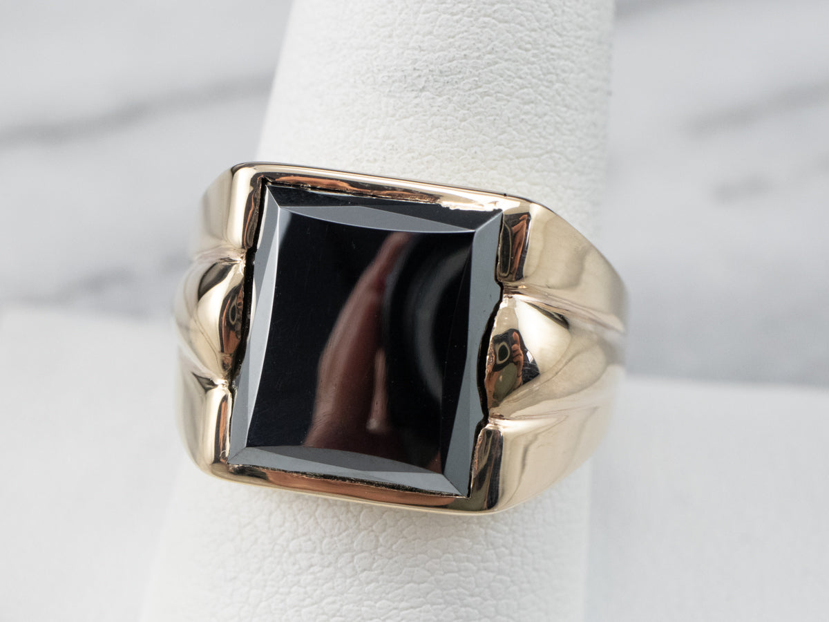 Anillo llamativo de hematita para hombre