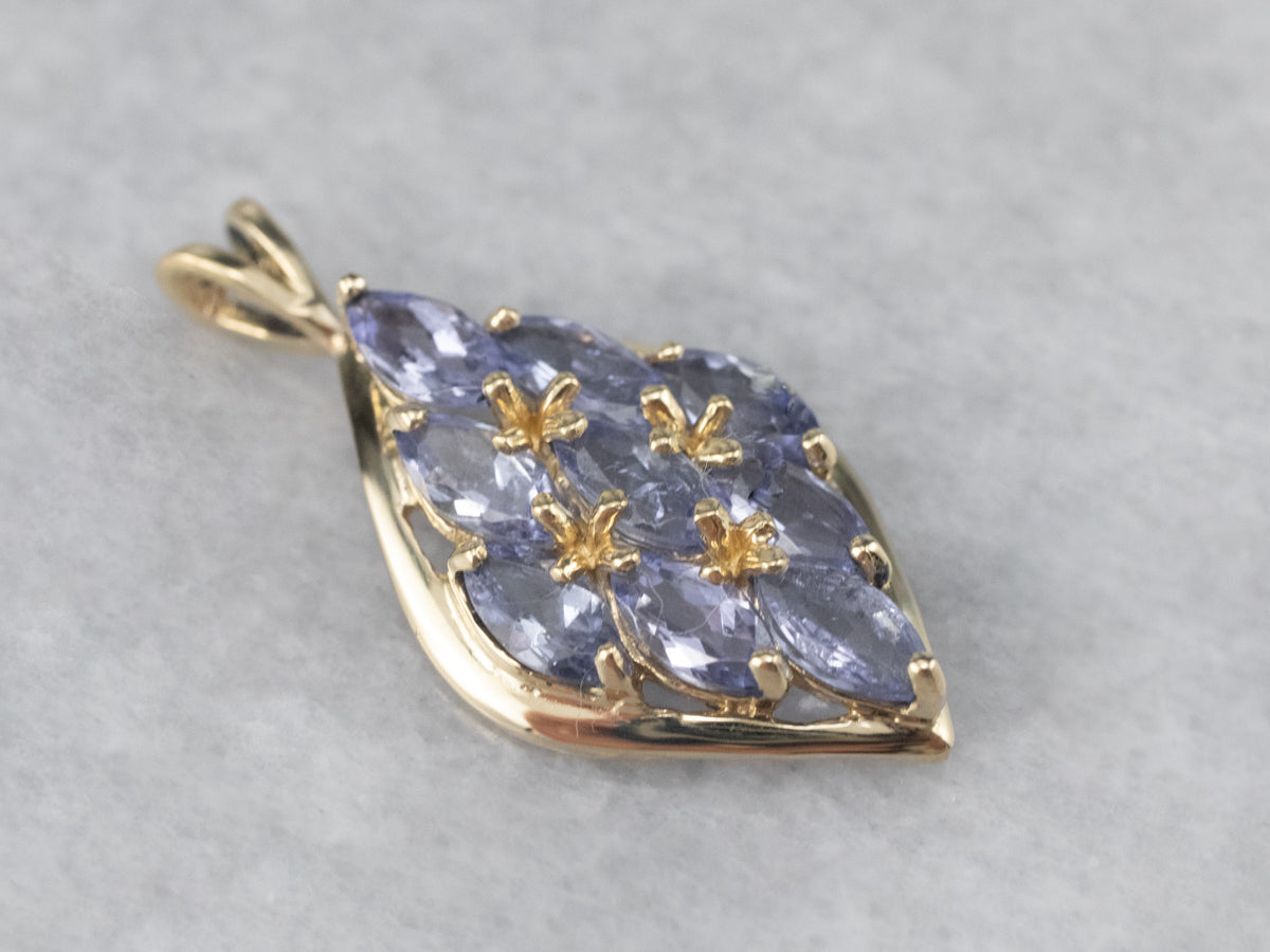 Gold and Tanzanite Cluster Pendant