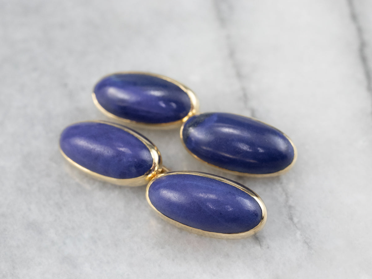 Vintage Lapis Cufflinks in Yellow Gold