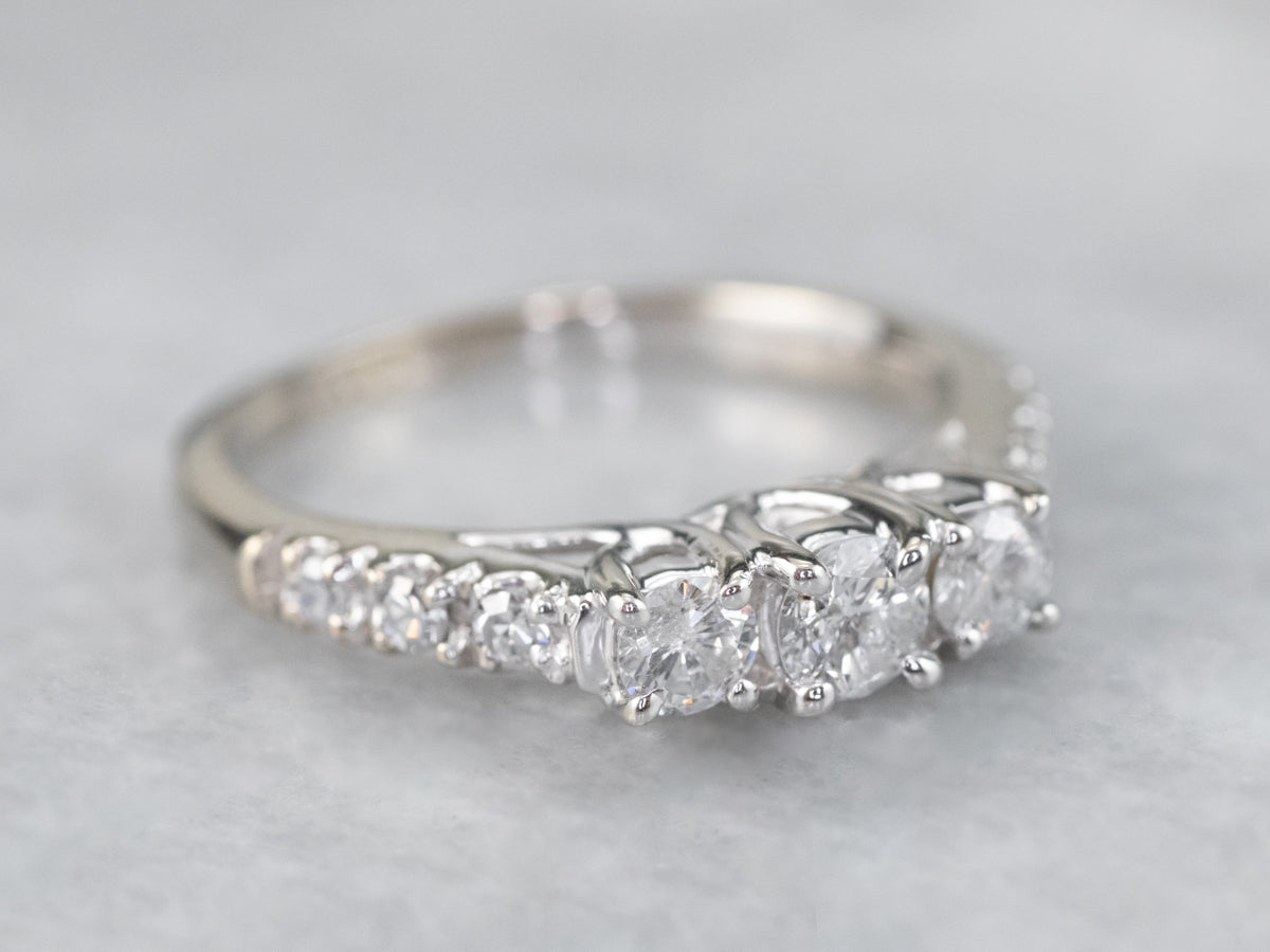 Modern Diamond Ring in White Gold