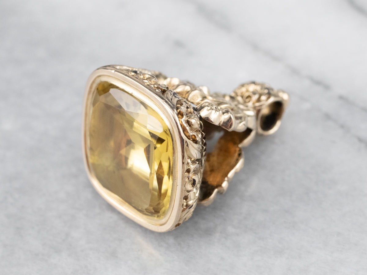 Victorian Gold and Citrine Fob Pendant