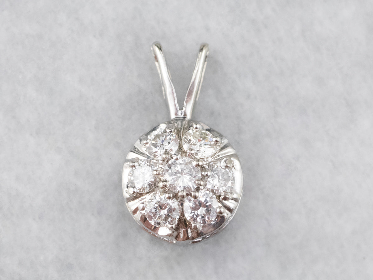 White Gold Diamond Cluster Pendant