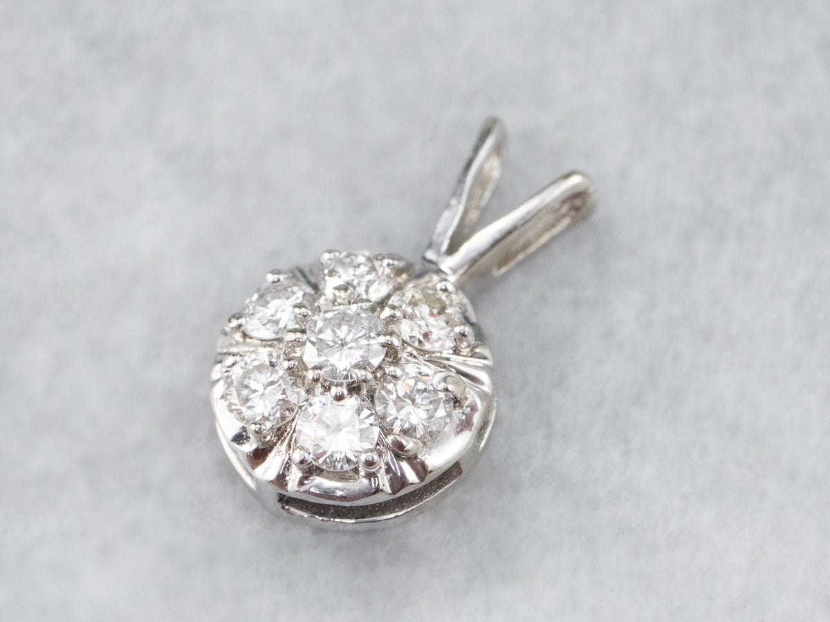 White Gold Diamond Cluster Pendant