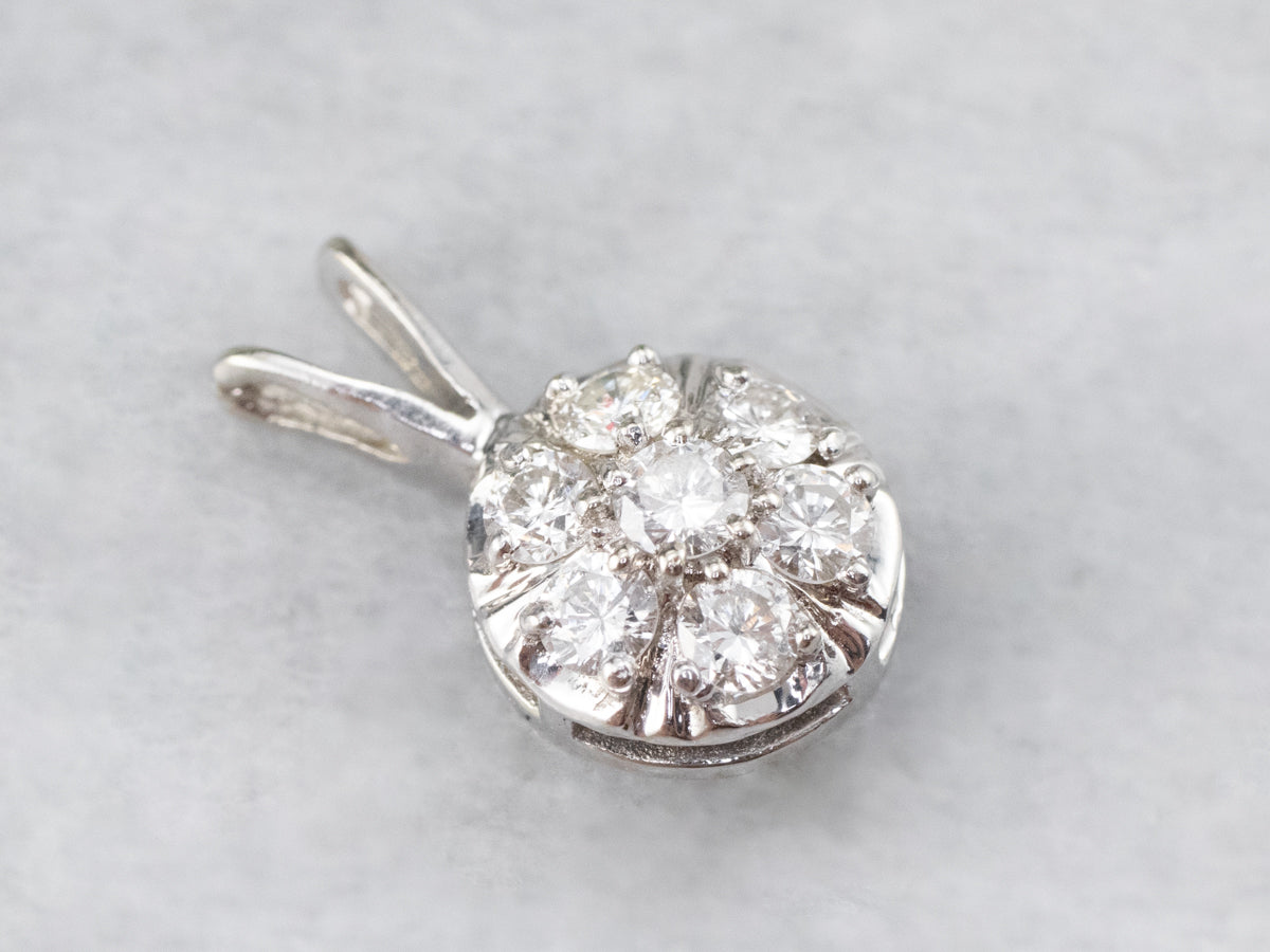 White Gold Diamond Cluster Pendant