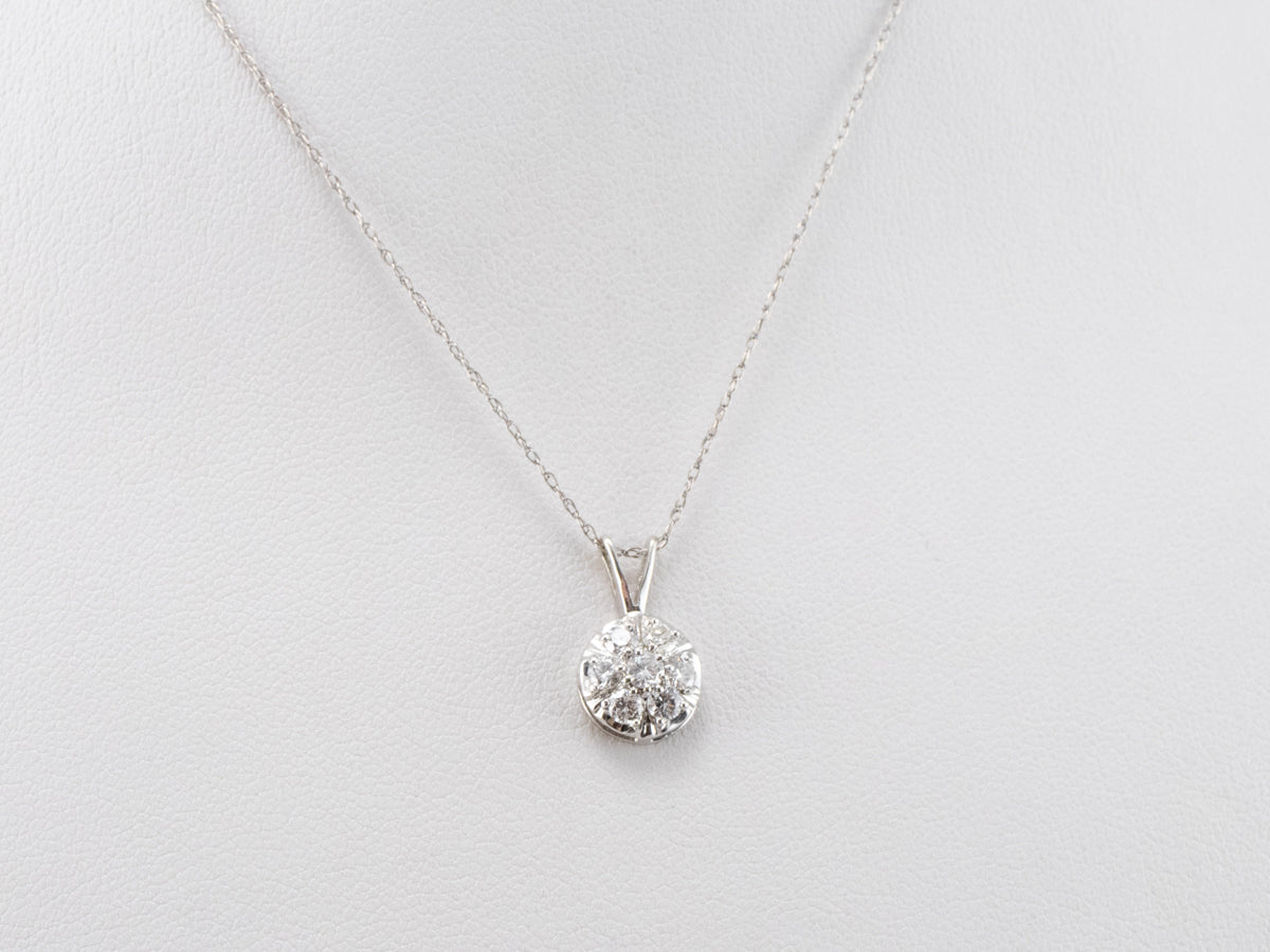 White Gold Diamond Cluster Pendant