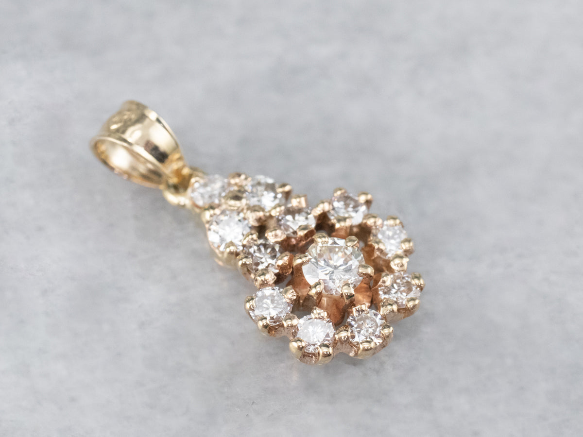 Yellow Gold Diamond Cluster Pendant