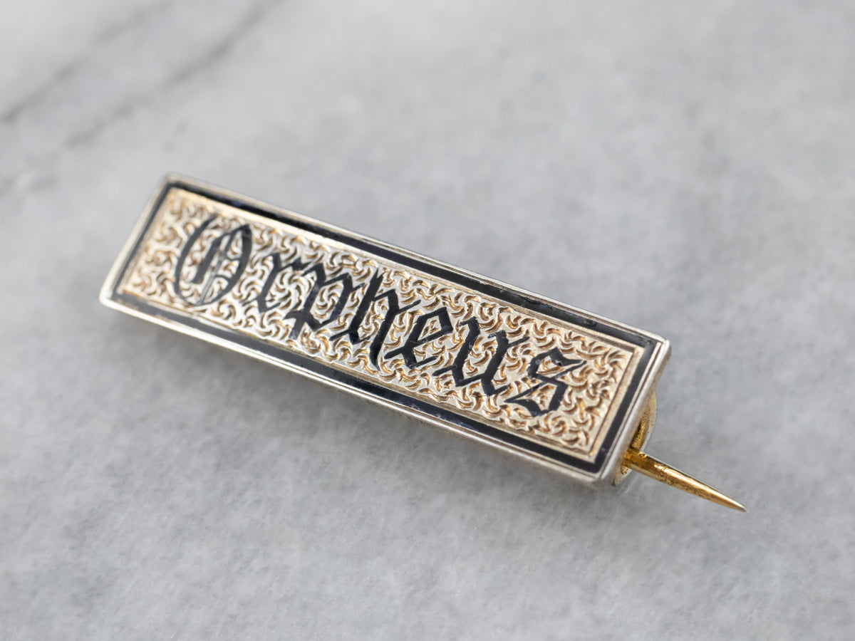 Orpheus Exquisite Black Enamel Victorian Bar Pin