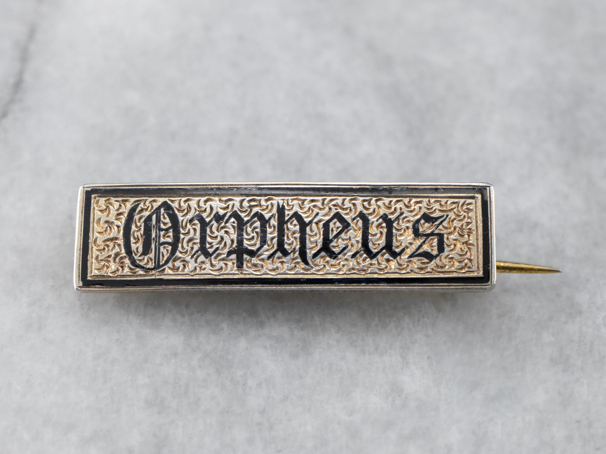 Orpheus Exquisite Black Enamel Victorian Bar Pin