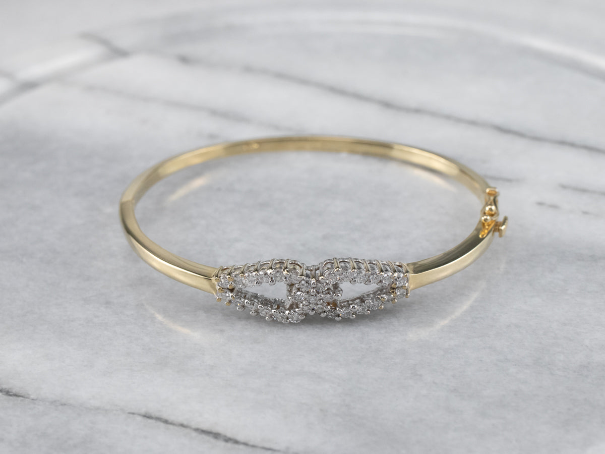 Two Tone God Diamond Bangle Bracelet