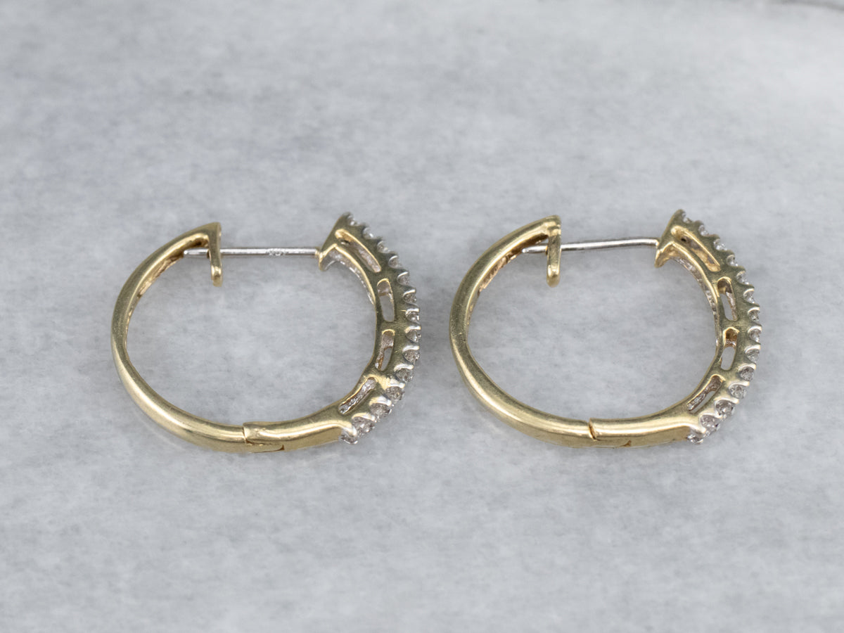 Yellow Gold Diamond Hoop Earrings