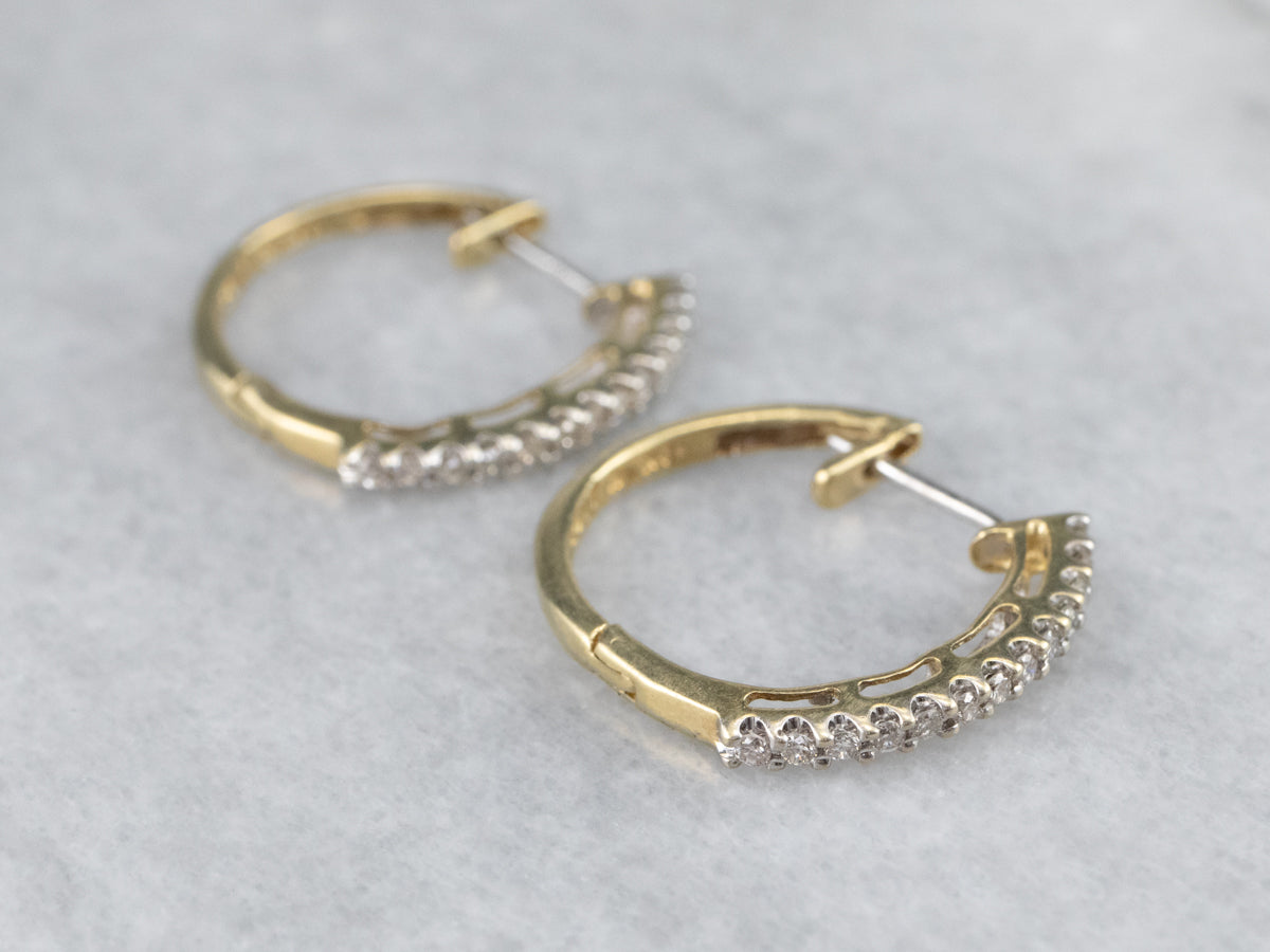 Yellow Gold Diamond Hoop Earrings