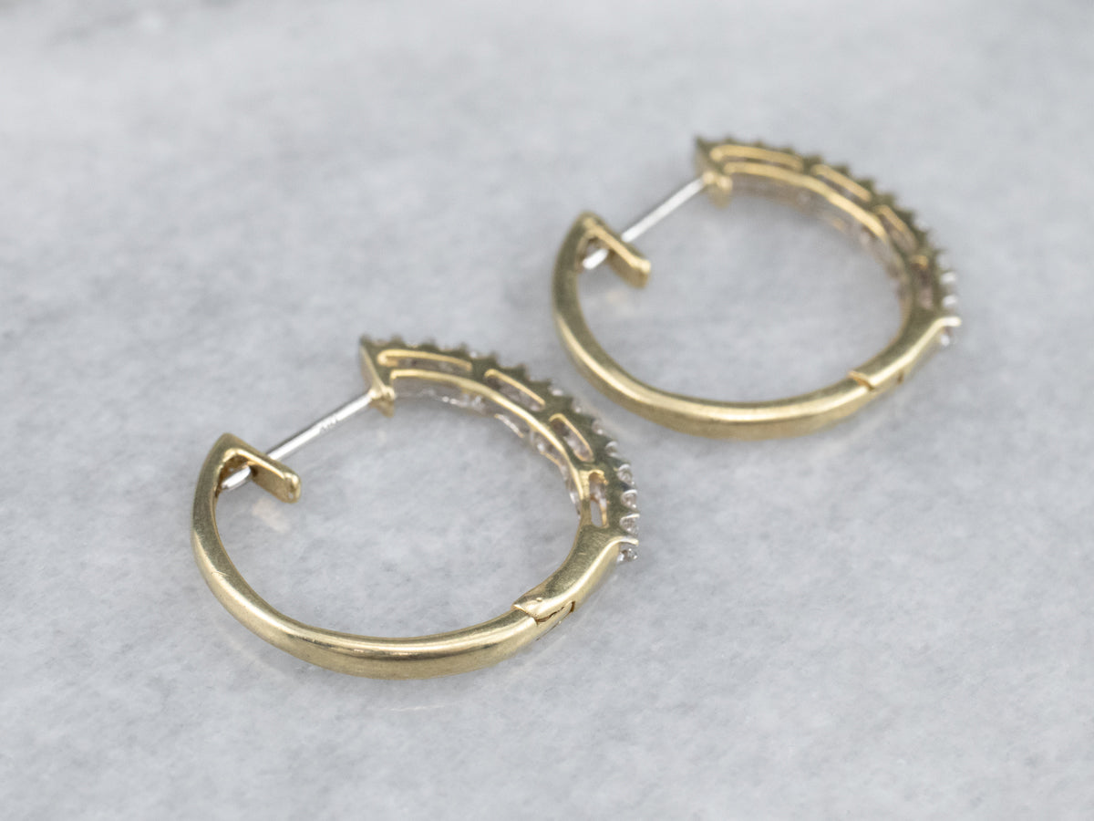 Yellow Gold Diamond Hoop Earrings