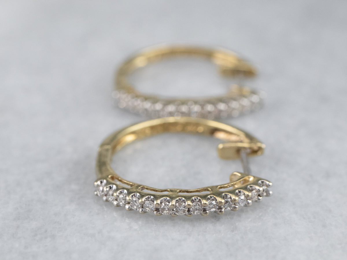 Yellow Gold Diamond Hoop Earrings