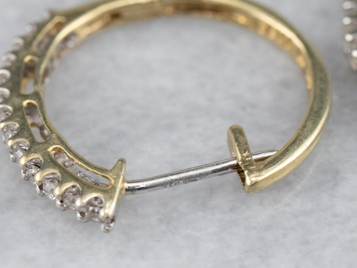 Yellow Gold Diamond Hoop Earrings