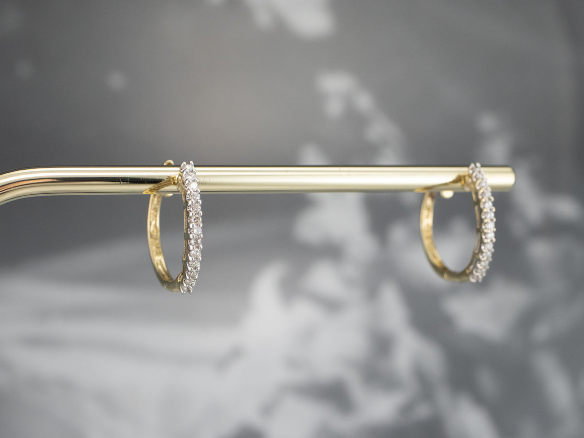 Yellow Gold Diamond Hoop Earrings