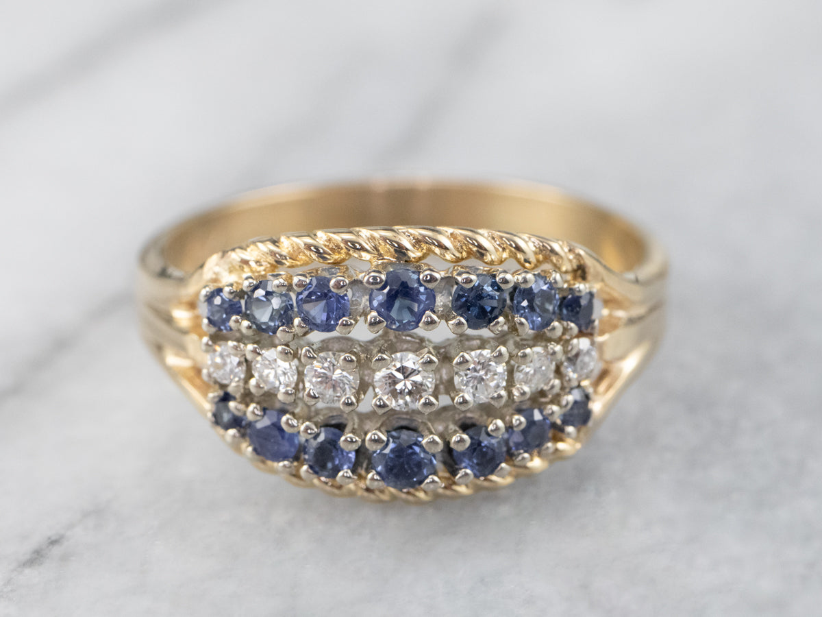 Twisting Sapphire and Diamond Band