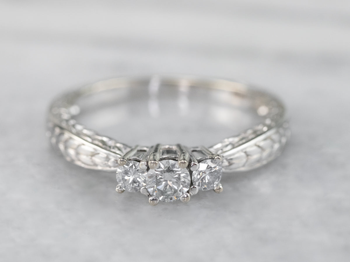 Wheat Pattern Diamond Engagement Ring