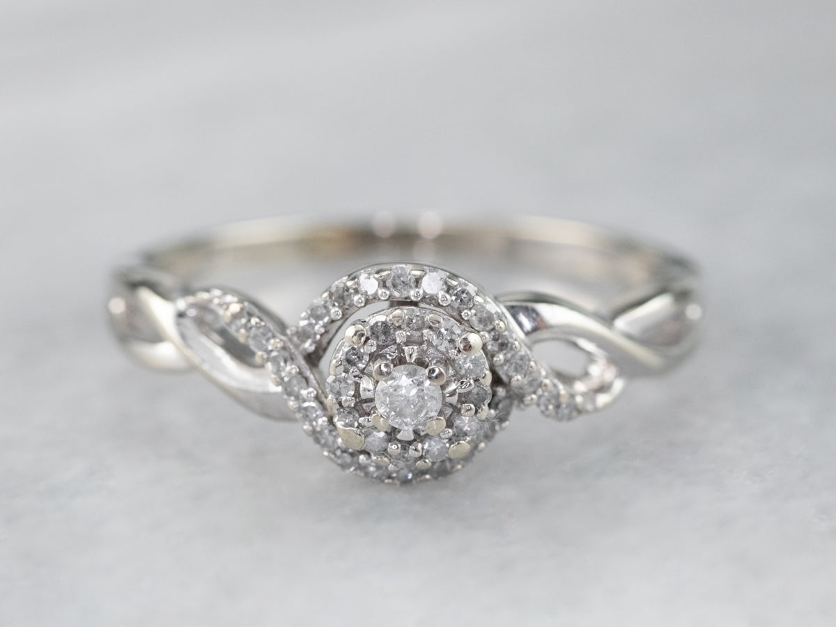 Looping Diamond Halo Engagement Ring