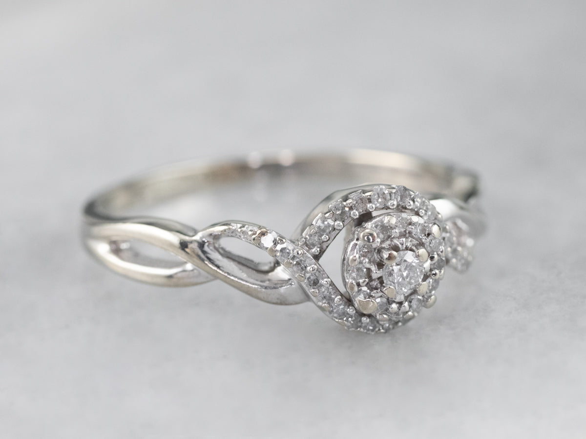 Looping Diamond Halo Engagement Ring