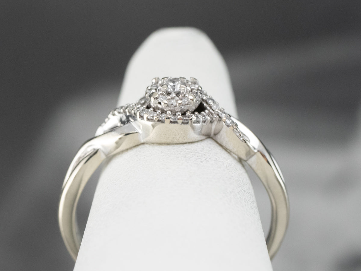 Looping Diamond Halo Engagement Ring