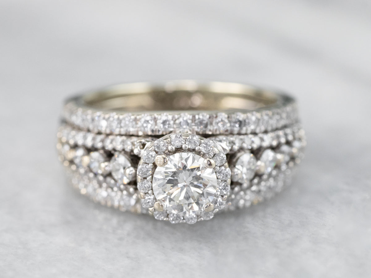 Diamond Engagement Ring and Wedding Band Stacked Set