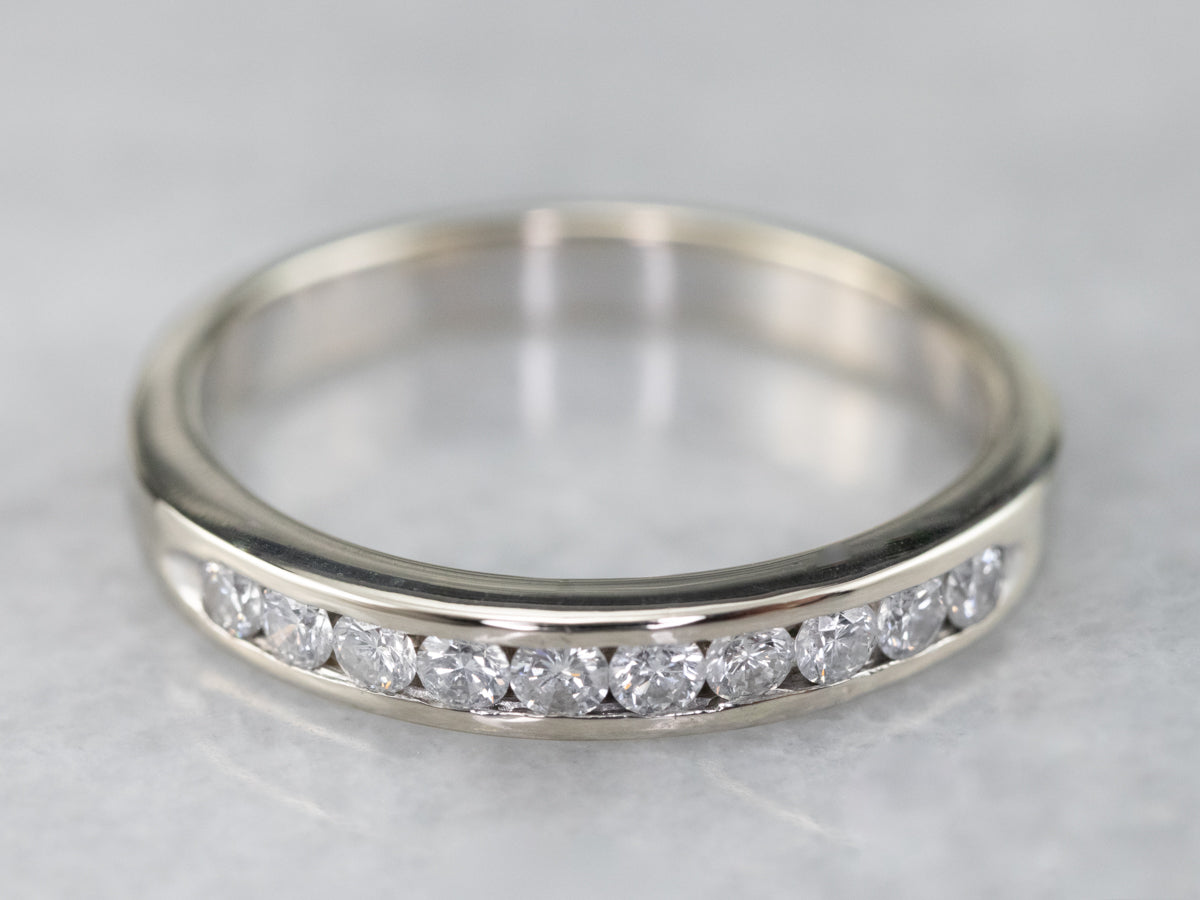 Channel Set Diamond White Gold Band