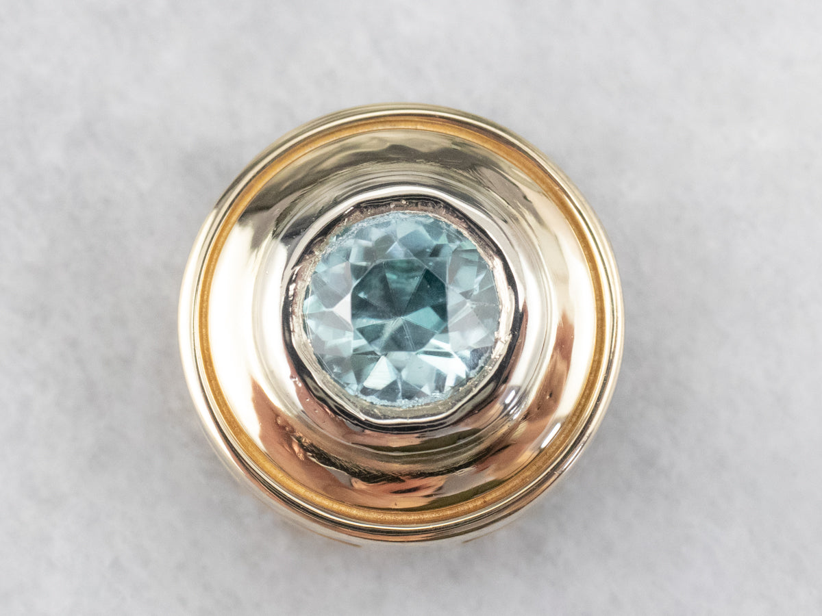 Blue Zircon Gold Slide Pendant