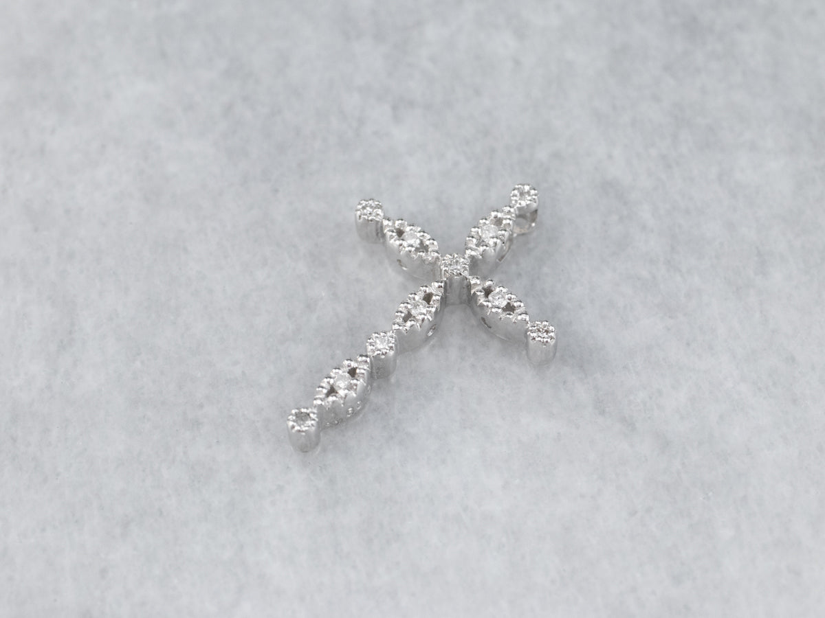 White Gold Ladies Diamond Cross