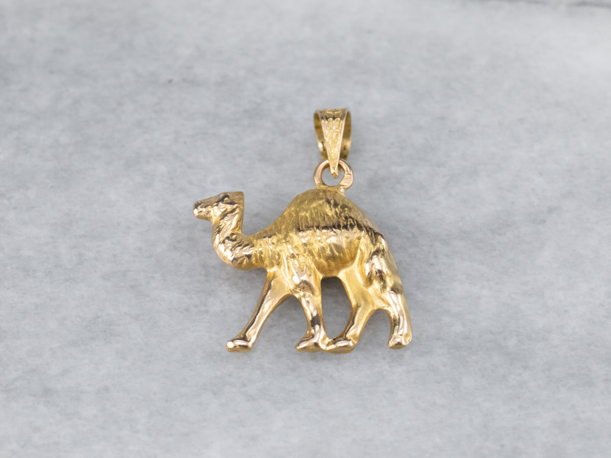 High 18K Gold Camel Charm Pendant