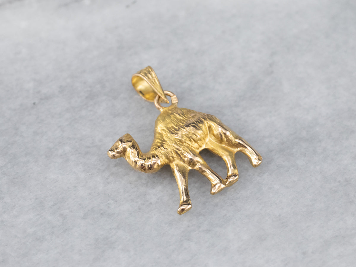 High 18K Gold Camel Charm Pendant