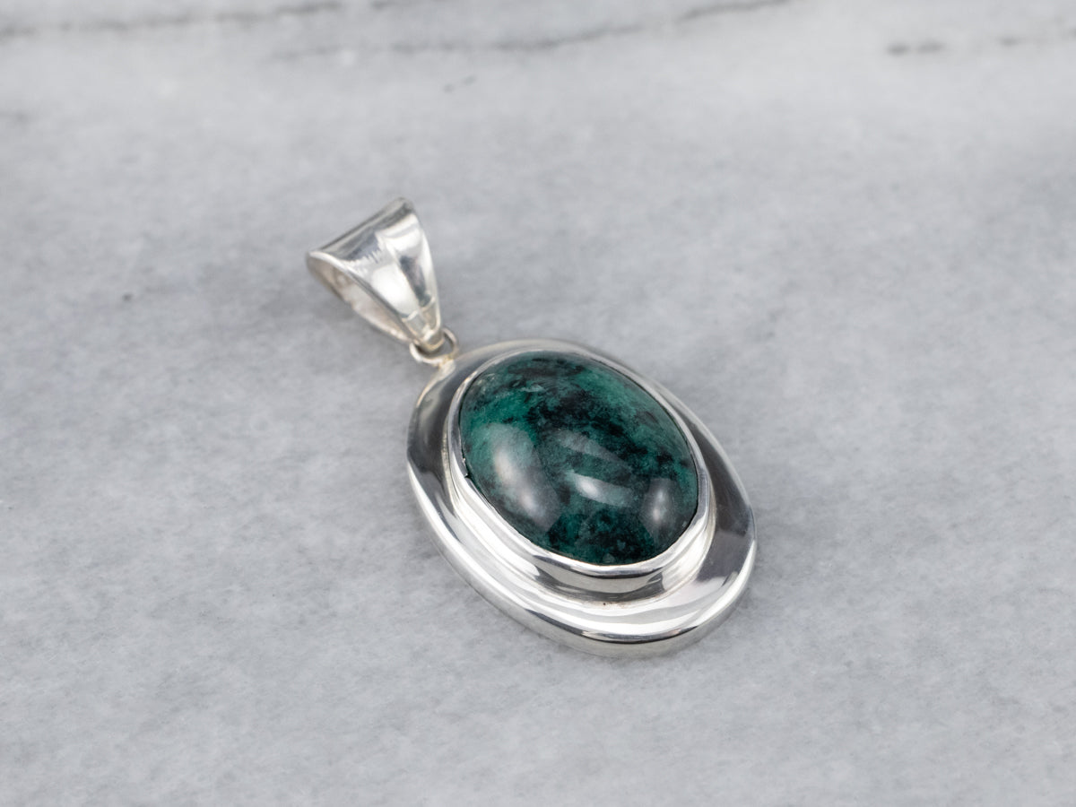 Sterling Silver Unisex Chrysocolla Pendant