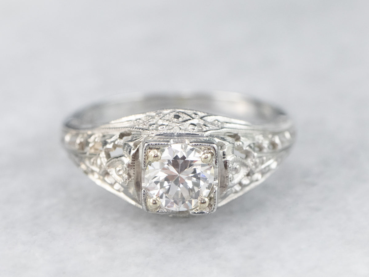 Art Deco Diamond Solitaire Engagement Ring