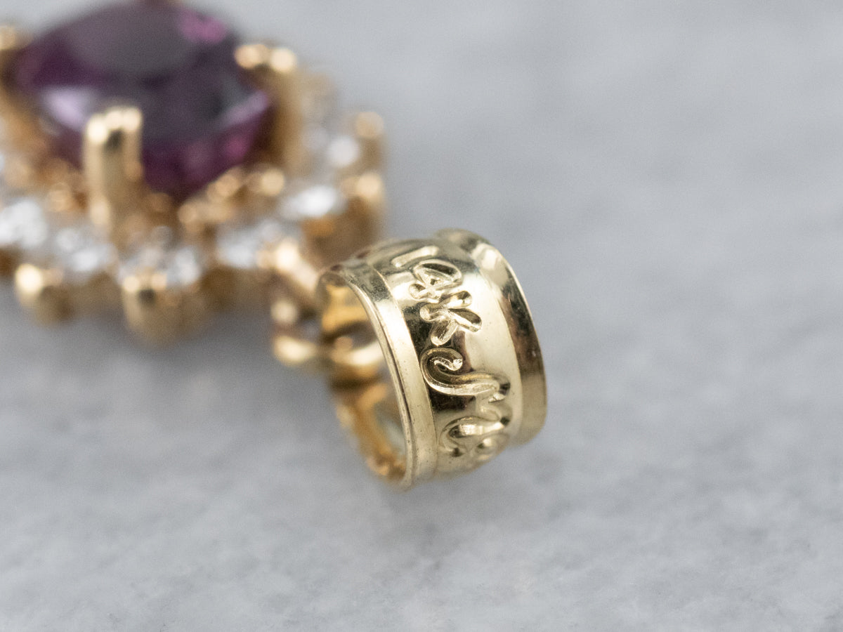 Purple Sapphire and Diamond Gold Pendant