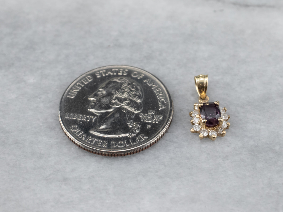 Purple Sapphire and Diamond Gold Pendant