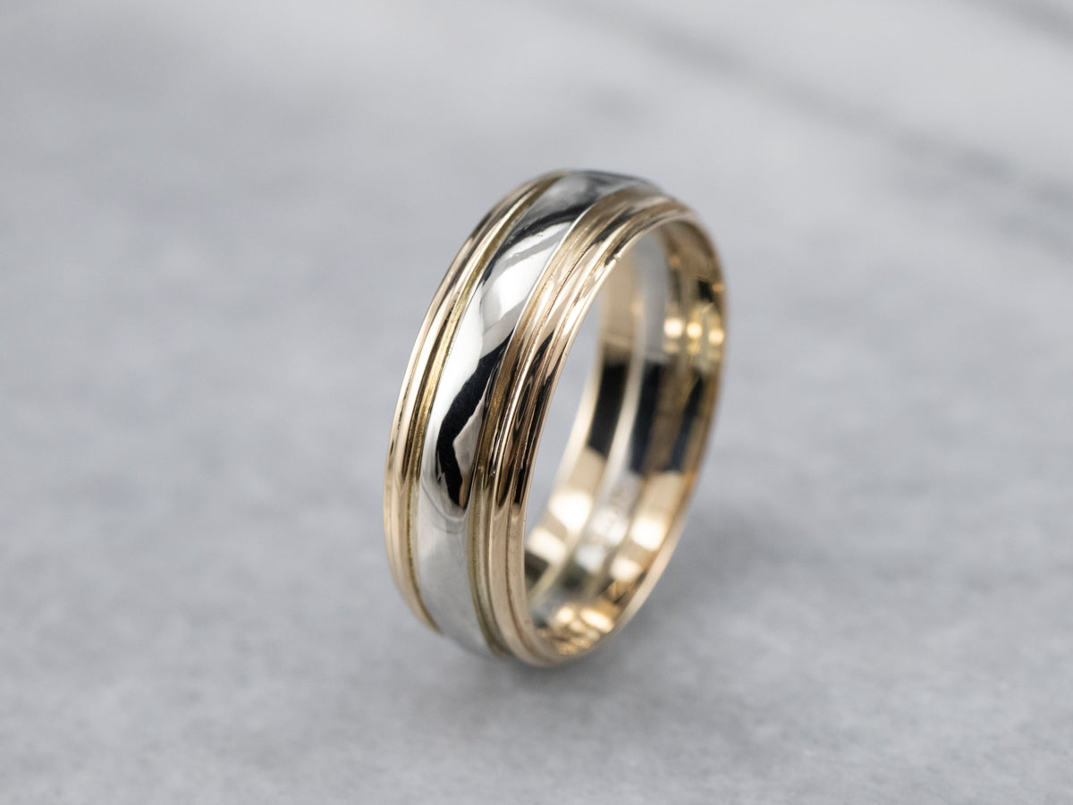 Unisex Two Tone Gold Band