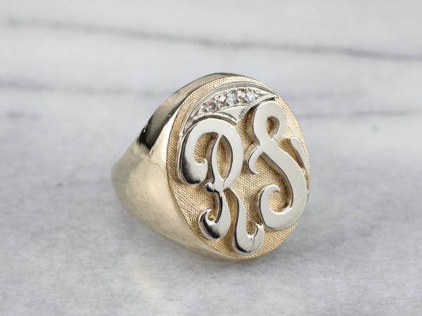 Vintage Monogram IB Signet Ring