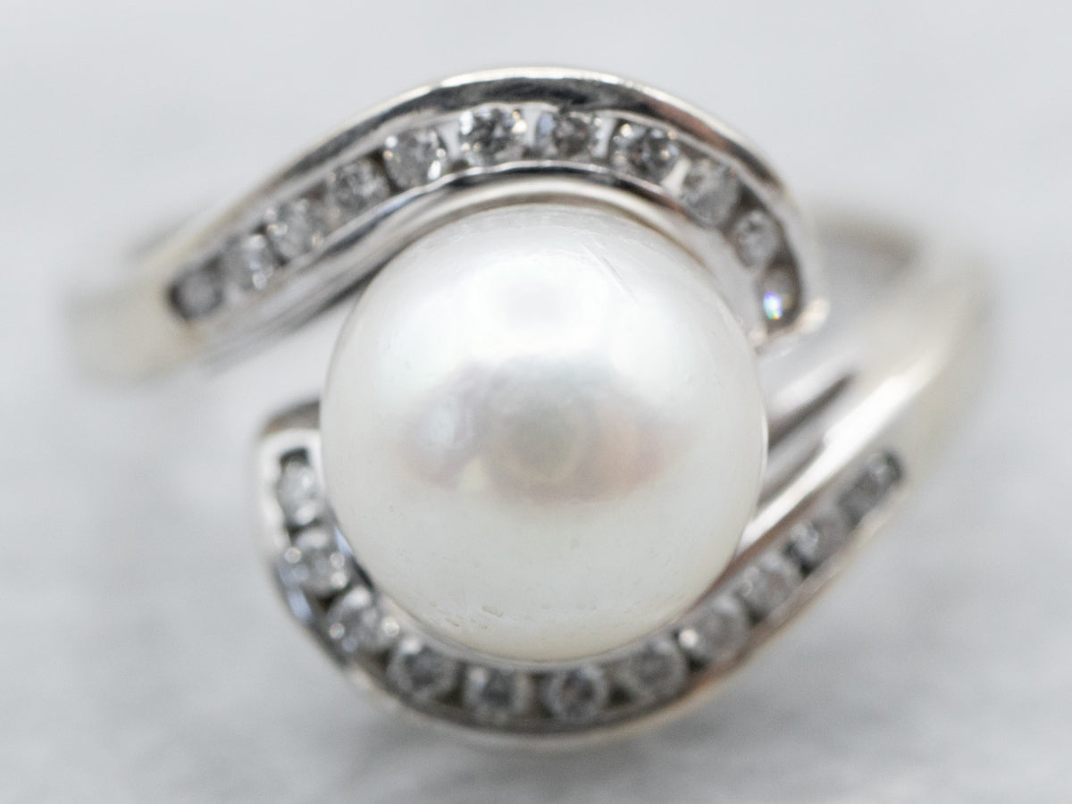 Vintage Pearl and Diamond Bypass Ring