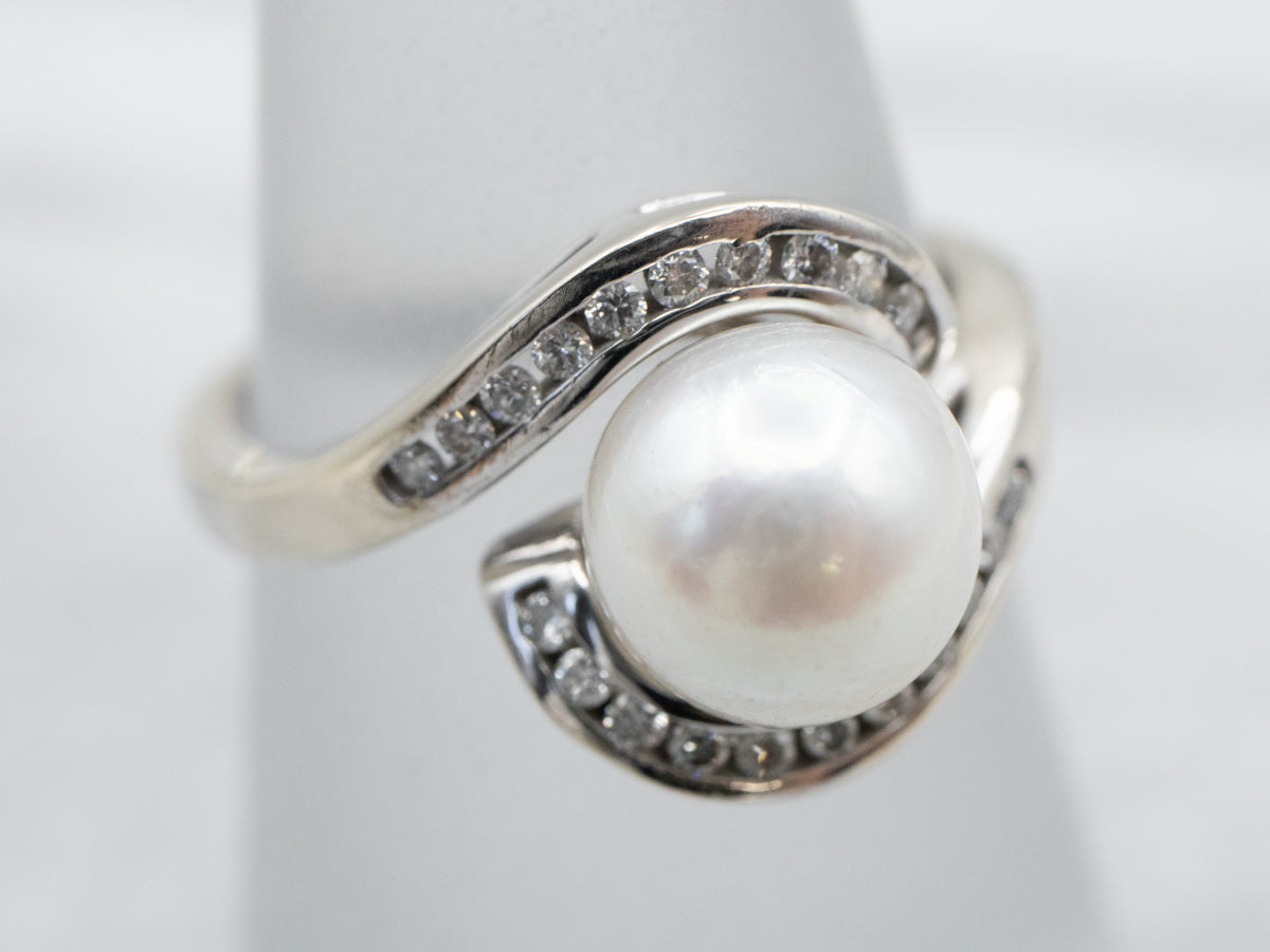 Vintage Pearl and Diamond Bypass Ring