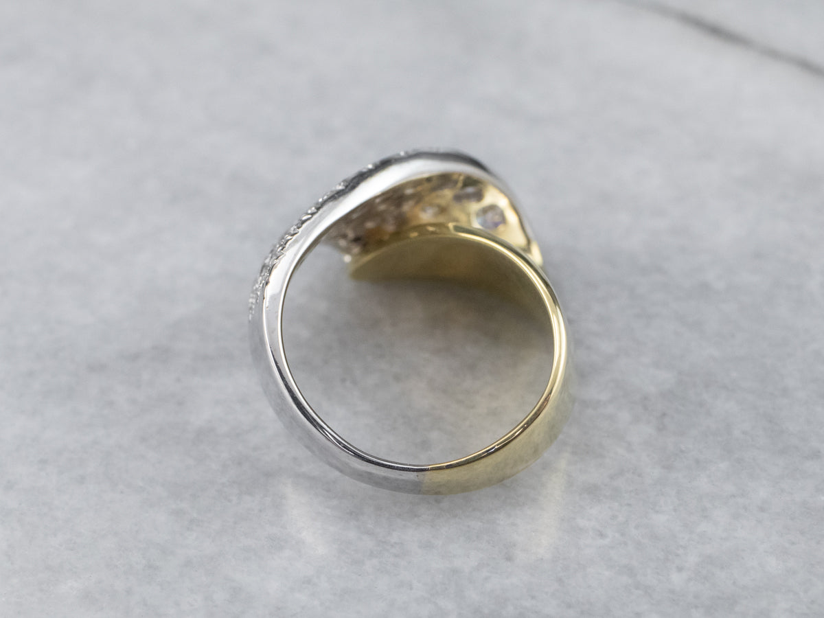 Two Tone Gold Diamond Statement Ring