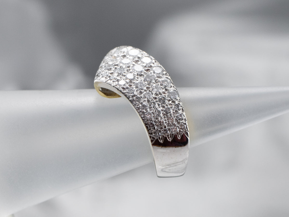 Two Tone Gold Diamond Statement Ring