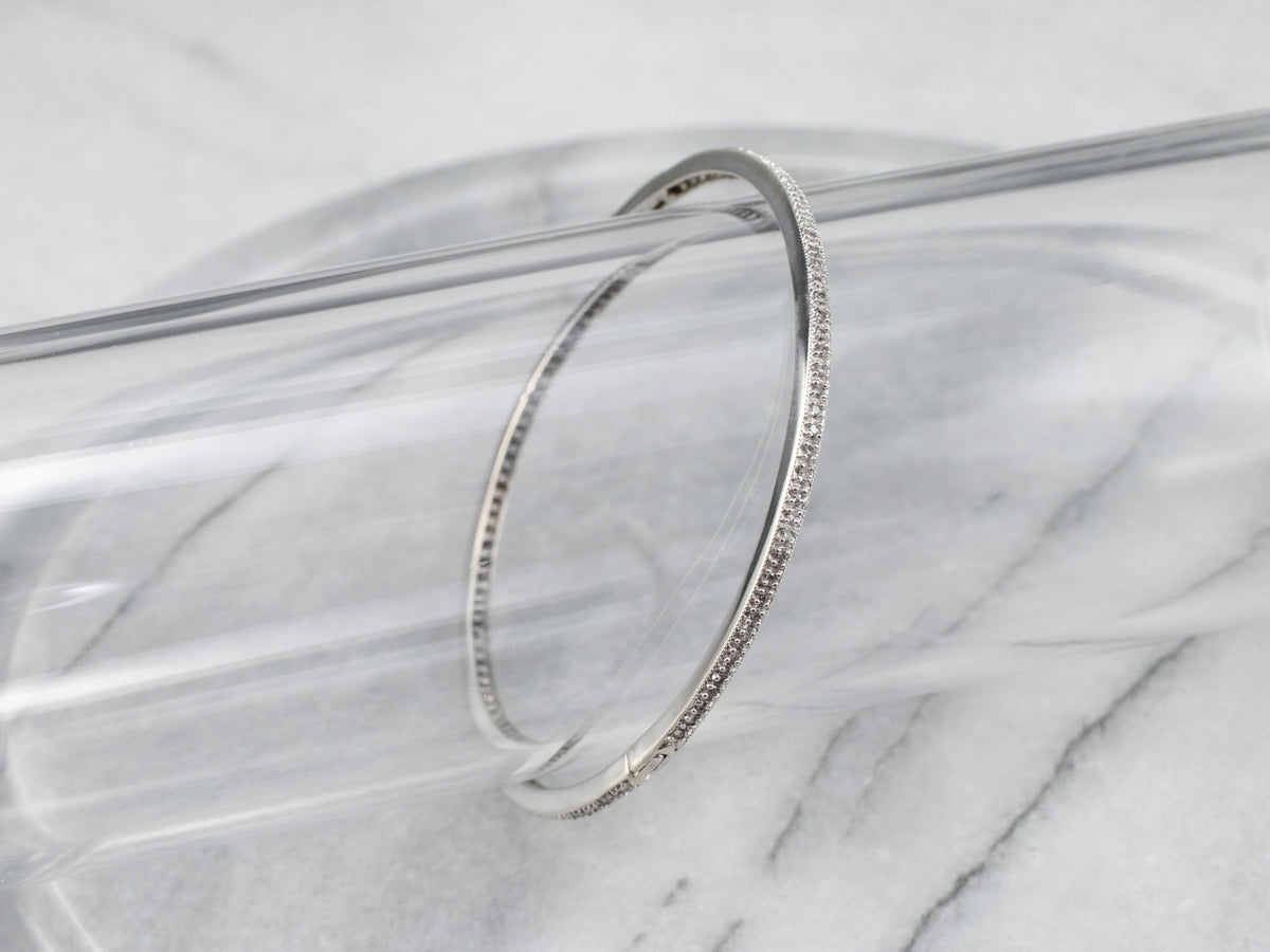 Sleek White Gold Diamond Bangle Bracelet