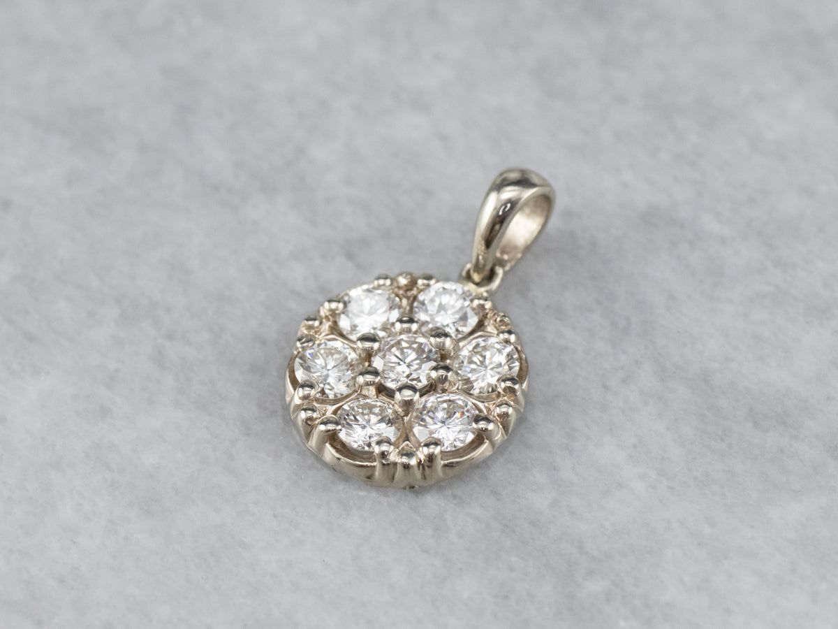 White Gold Diamond Cluster Pendant