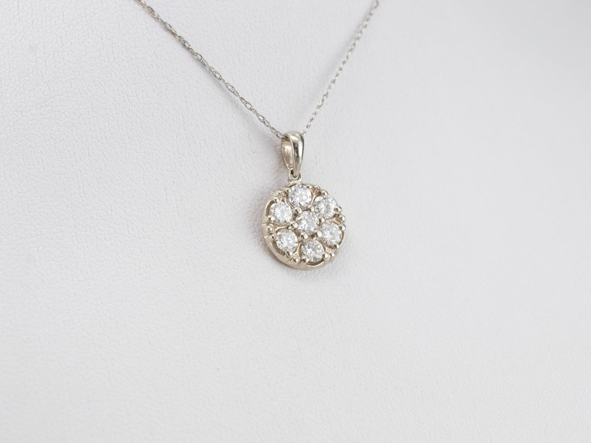 White Gold Diamond Cluster Pendant