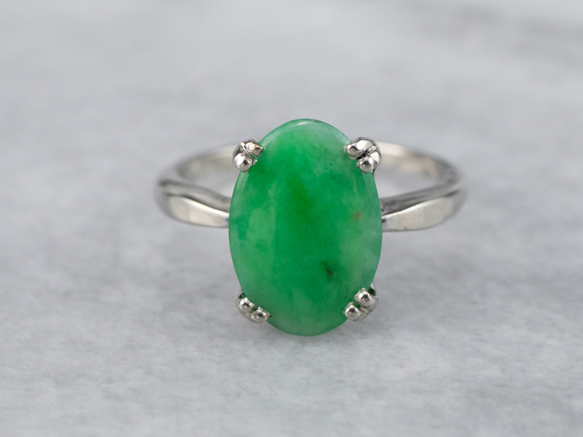 White Gold Jade Ring