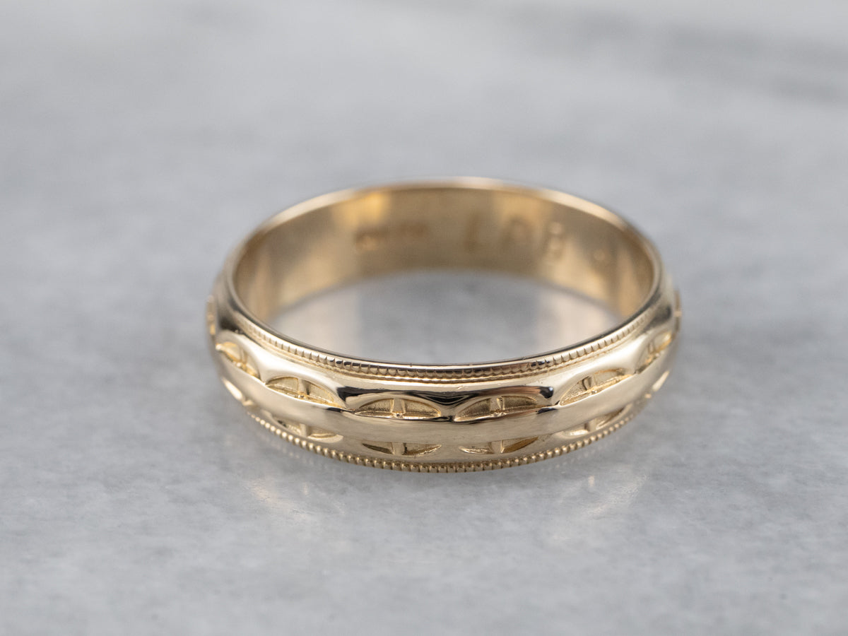 Arch Stamped Gold Band