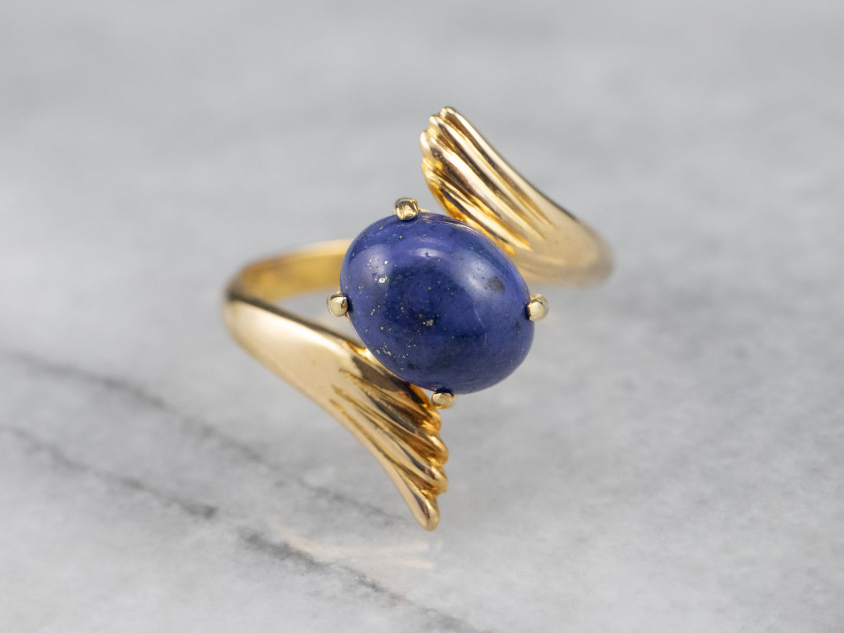 Winged Lapis Bypass Ring