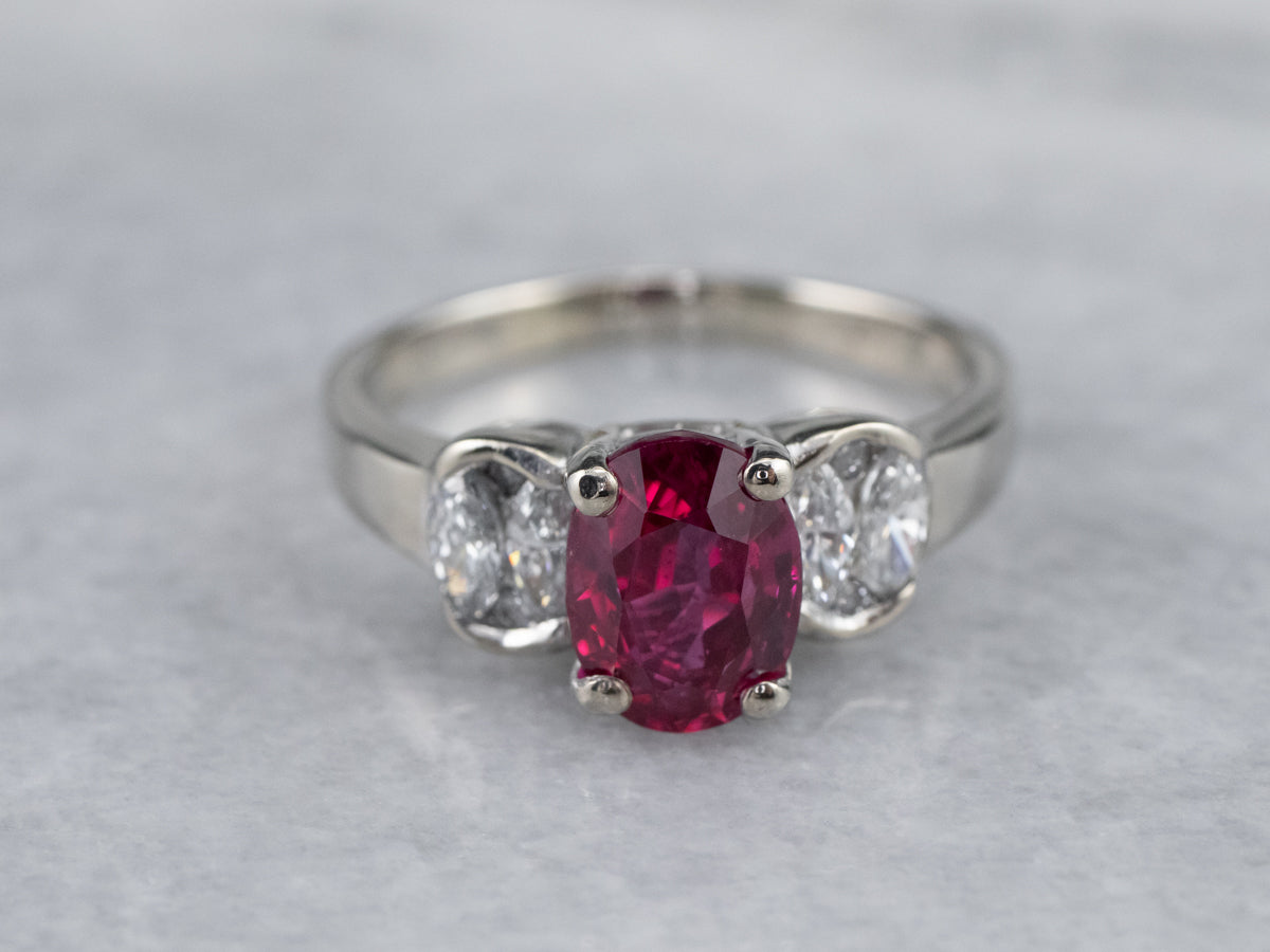 Modern Gold Ruby and Diamond Ring