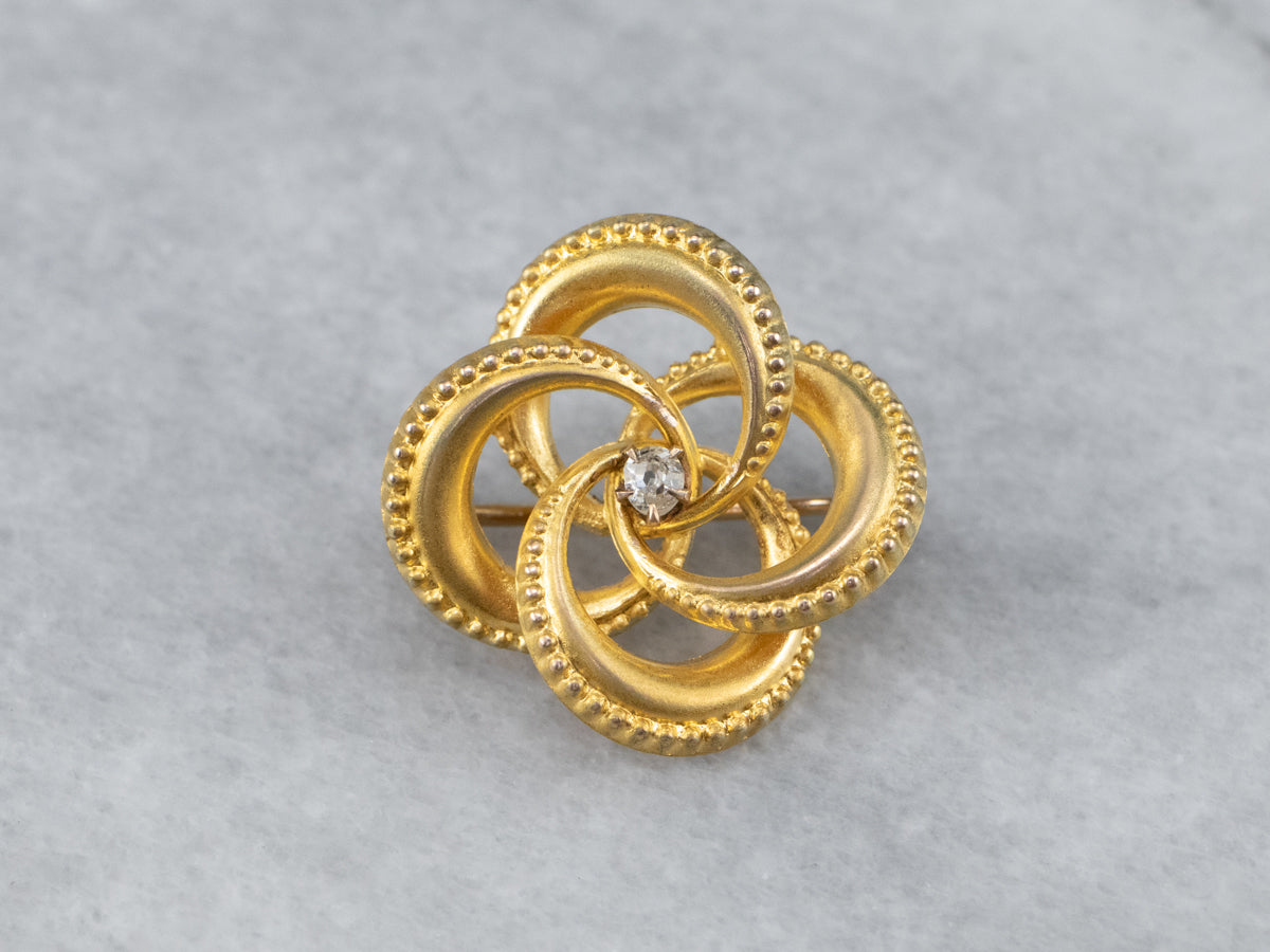 Antique Diamond Lover&#39;s Knot Pin