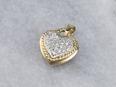 Two Tone Gold Diamond Heart Pendant