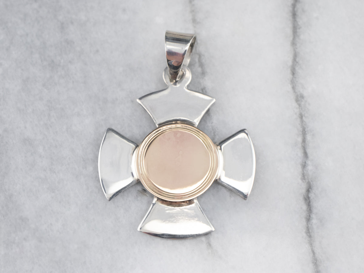 Mixed Metal Maltese Cross Pendant